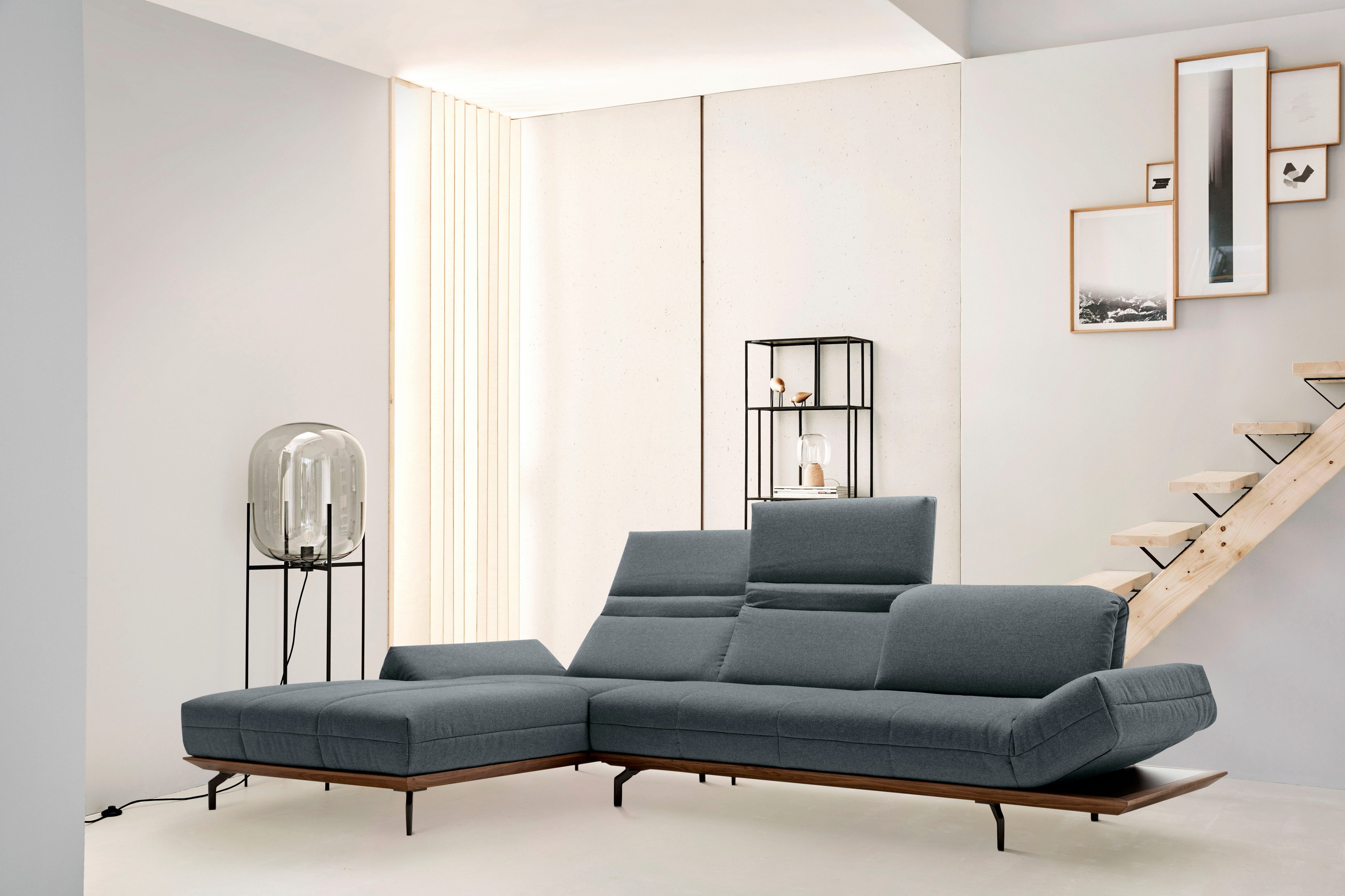 Creation BY ROLF BENZ Ecksofa CR.420, Designecksofa, L-Form, in 2 Qualitäten, Holzrahmen in Eiche Natur oder Nußbaum, Breite 293 cm