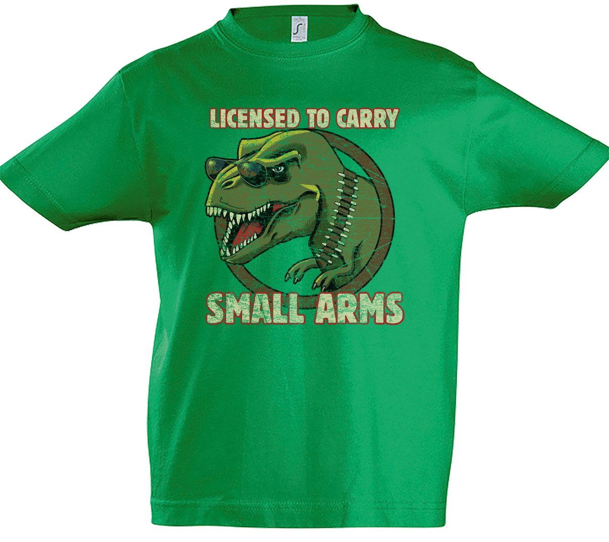 Print-Shirt Licensed To Carry Small Arms Kinder T-Shirt Tyrannosaurus Rex T-Rex