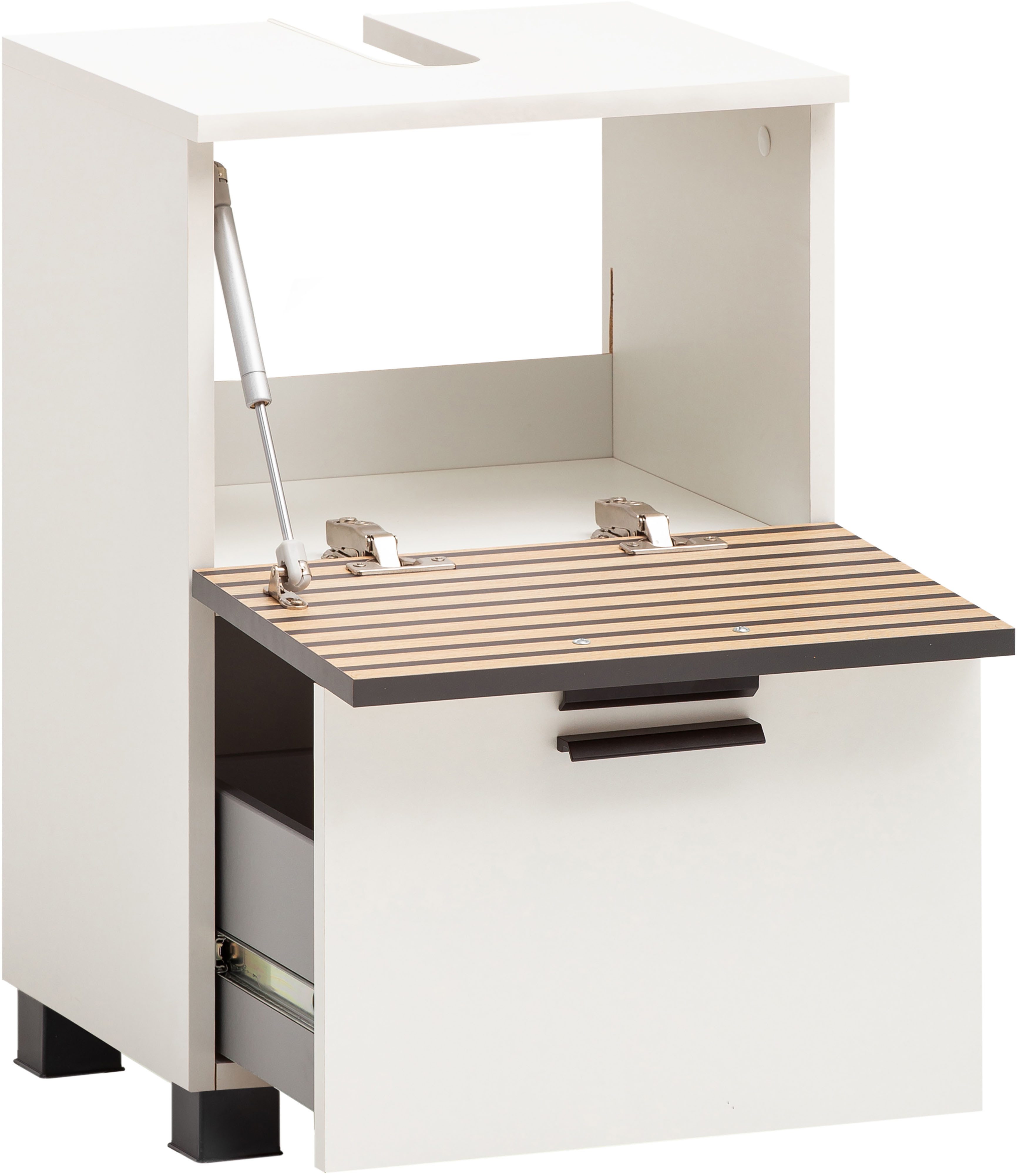 welltime Waschbeckenunterschrank Katta, Breite 40 cm Oberboden mit Siphonausschnitt, Klappenfront mit Akustikprint