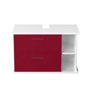 GARLIVO Waschbeckenunterschrank GLA-80R mit Schubladen, Badezimmer Waschtischunterschrank, Rot Breite 80 cm, Soft-Close, Push-to-Open/ Tip-On, Hängend