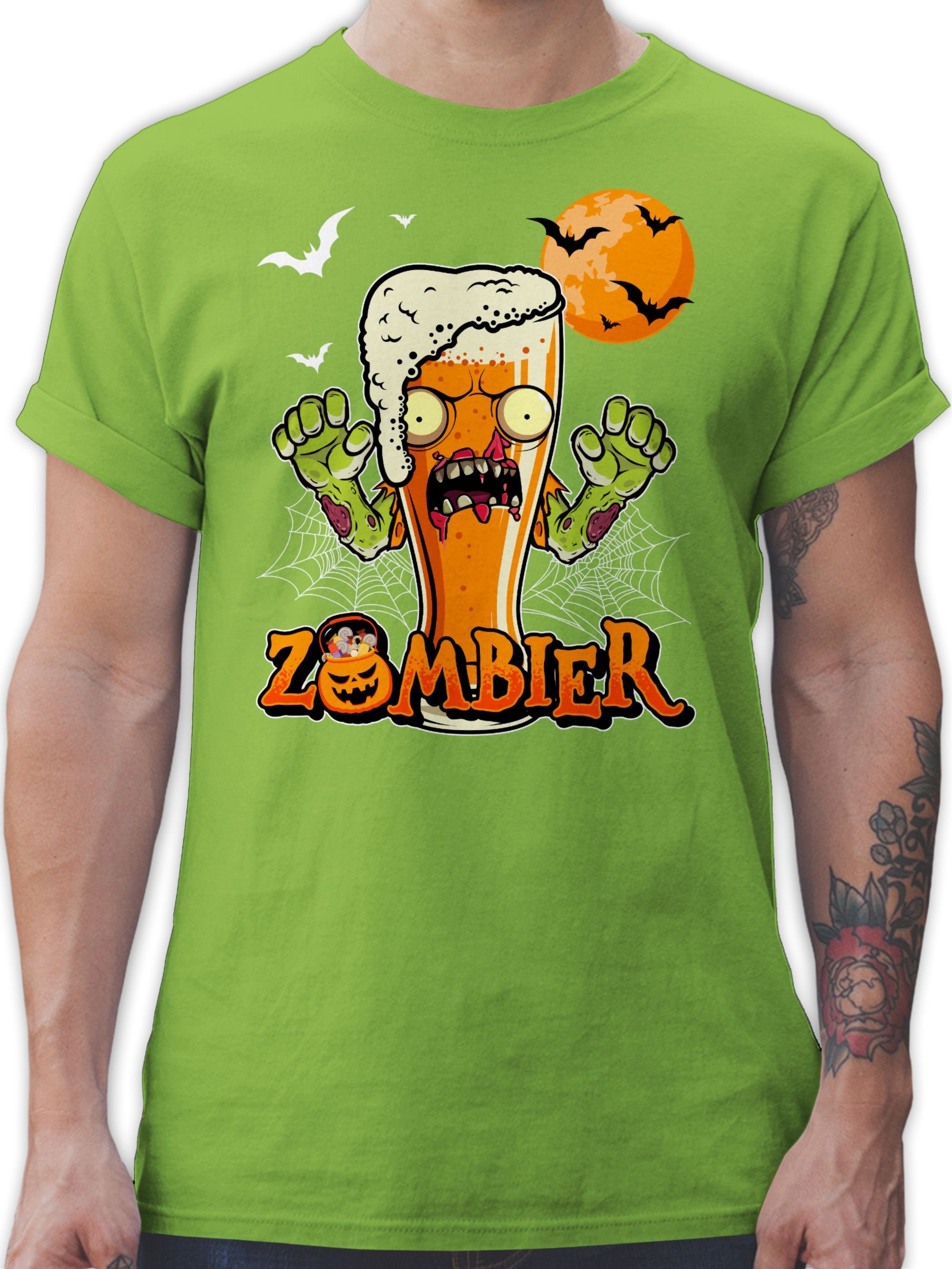 Shirtracer T-Shirt Zombier Bier Zombie Halloween Lustige Geschenke Hopfen Halloween Kostüme Herren 03 Hellgrün