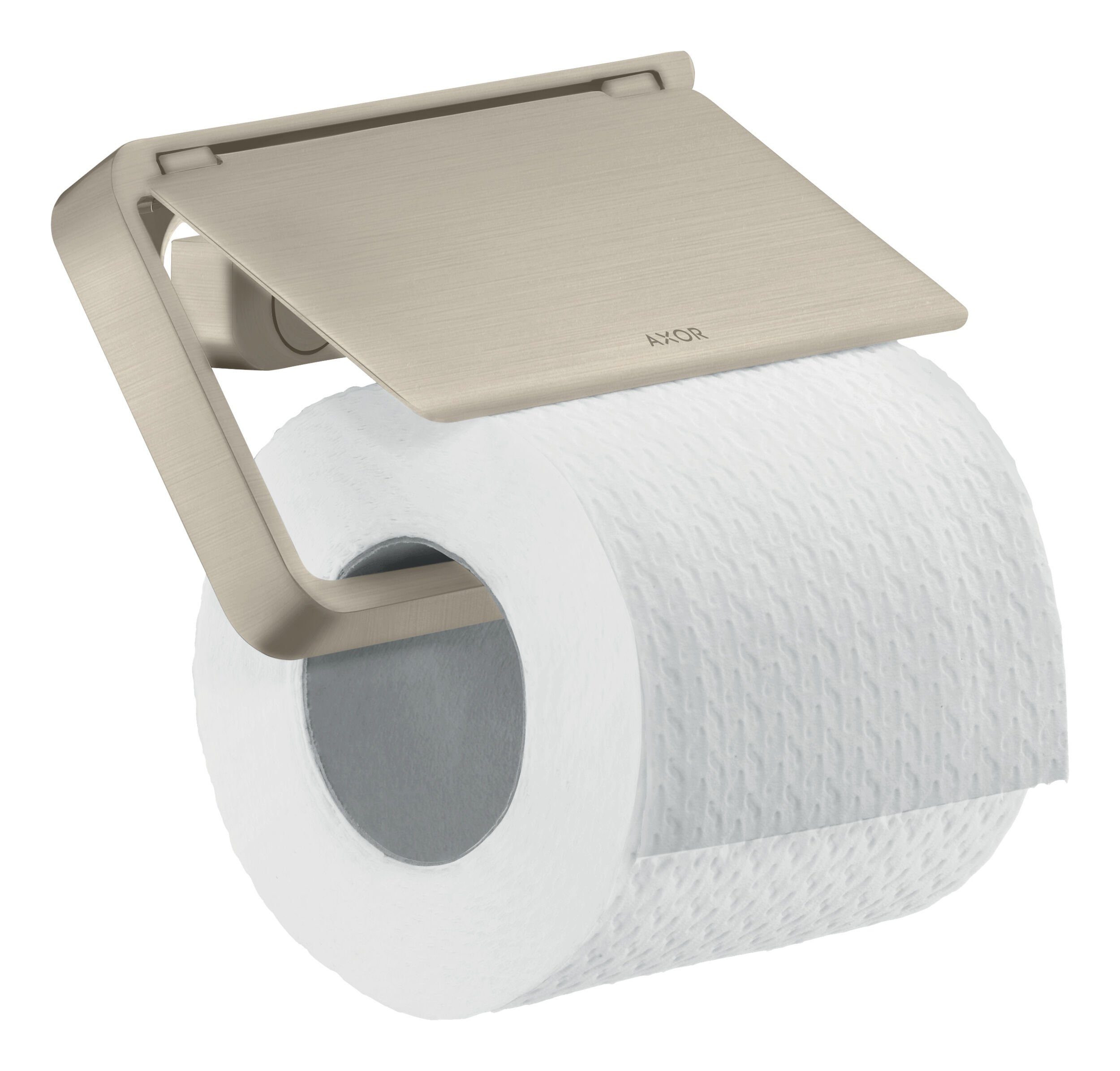 hansgrohe Toilettenpapierhalter Axor Universal Softsquare, Toilettenpapierhalter mit Deckel - Brushed Nickel