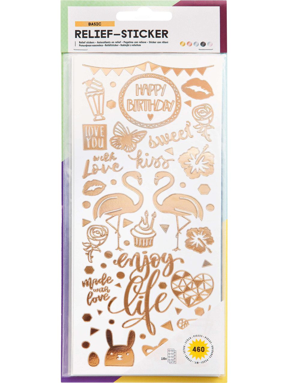 Glorex Bastelfilz Relief-Sticker Basic 10 Blatt