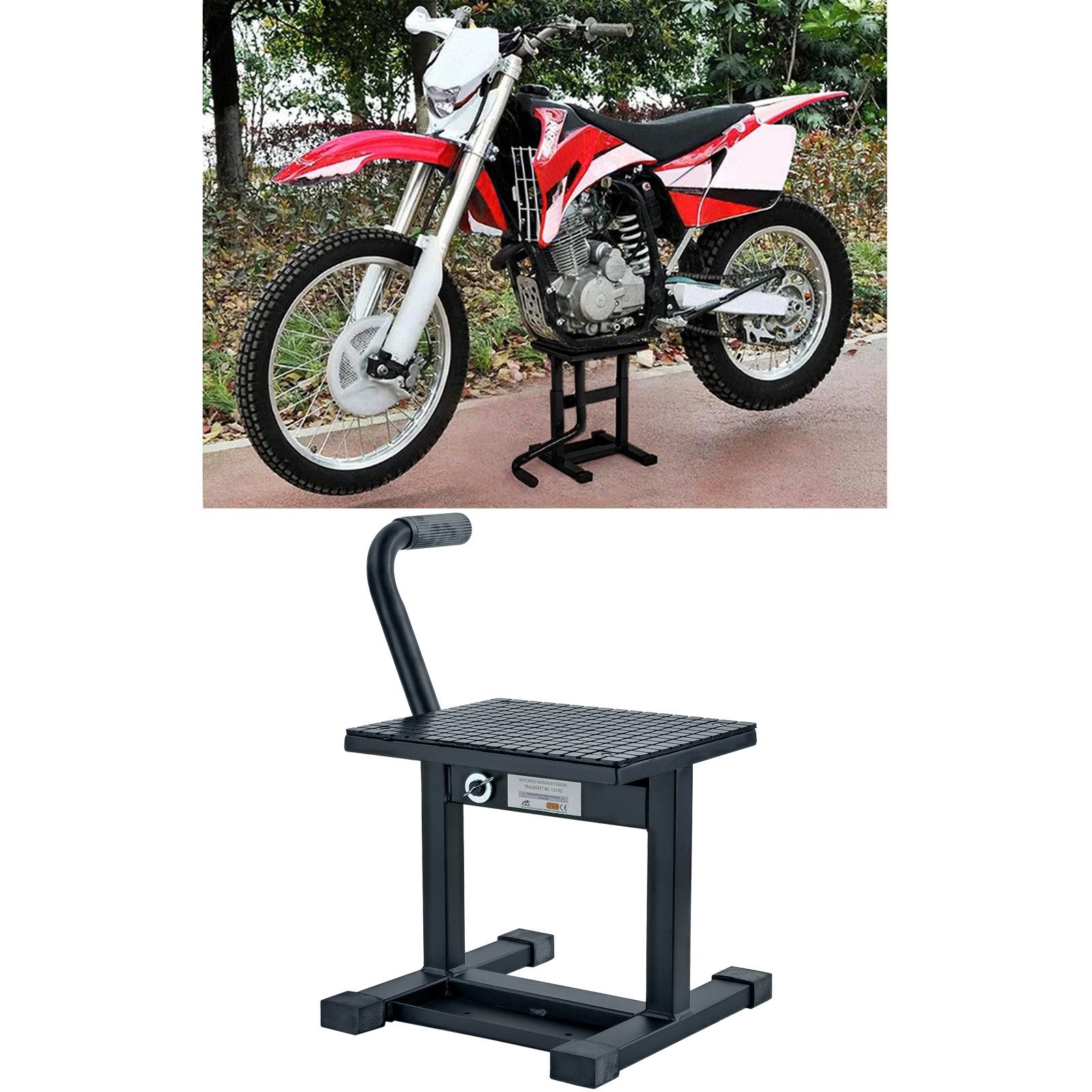 RAMROXX Motorradheber Motorrad Ständer Hubständer Montageständer Enduro bis 130kg Schwarz