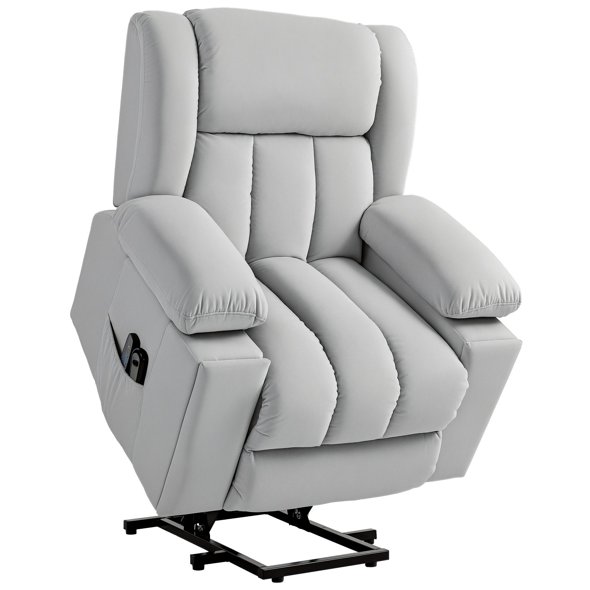 HOMCOM Massagesessel Elektrisch Relaxsessel mit Massage-/ Wärme-/Liegefunktion (Fernsehsessel mit Aufstehhilfe, 1-St., TV-Sessel), mit Becherhalter, Stautraum, USB-Anschlüssen und Fernbedienung