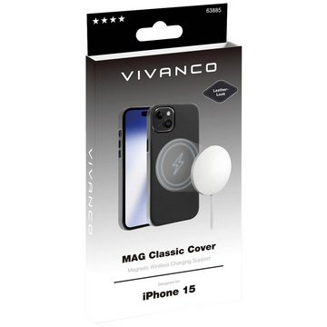Vivanco Handyhülle MAG Classic Cover für iPhone 15, MagSafe kompatibel, Spritzwassergeschützt, Staubdicht, Wasserabweisend