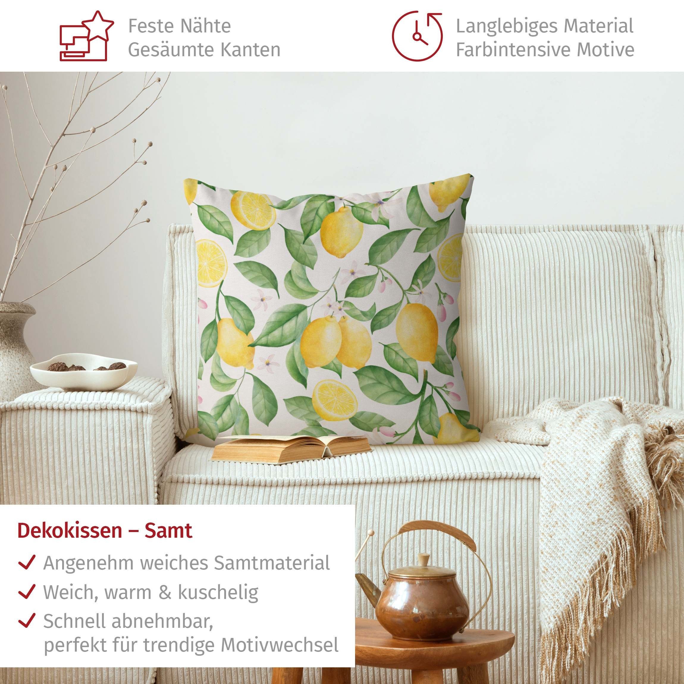Bilderdepot24 Dekokissen drinnen Kissenhülle/ Sofakissen/ Zierkissen Kissenhülle gelb Kulinaris, Bezug Aquarell mit / ohne Füllung Zierkissen Outdoor Sofa Bett