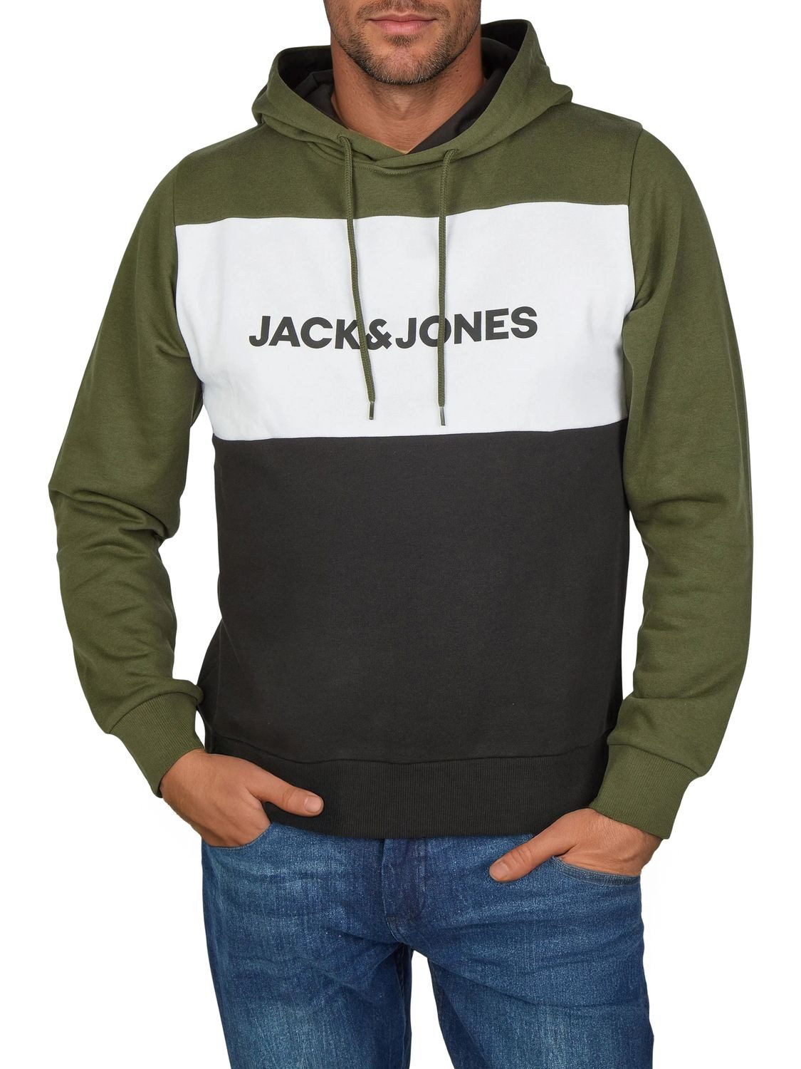 Jack & Jones Kapuzenpullover Herren Hoodie JWHLOGO BLOCKING Regular Fit Sweatshirt mir Kängurutasche
