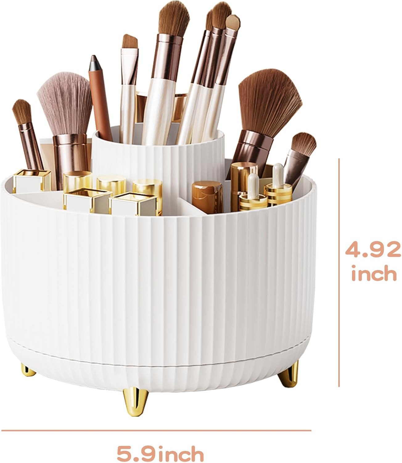 FELIXLEO Make-Up Organizer 360 Drehbarer Make up Organizer 5 Fächer für Schminktisch Weiß, 1-tlg. – Bild 2 von 5