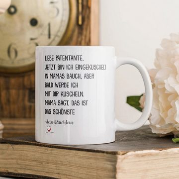 22Feels Tasse Du Wirst Patentante Schwangerschaft Geschenk Baby Kaffeetasse Frauen, Keramik, Made in Germany, Spülmaschinenfest