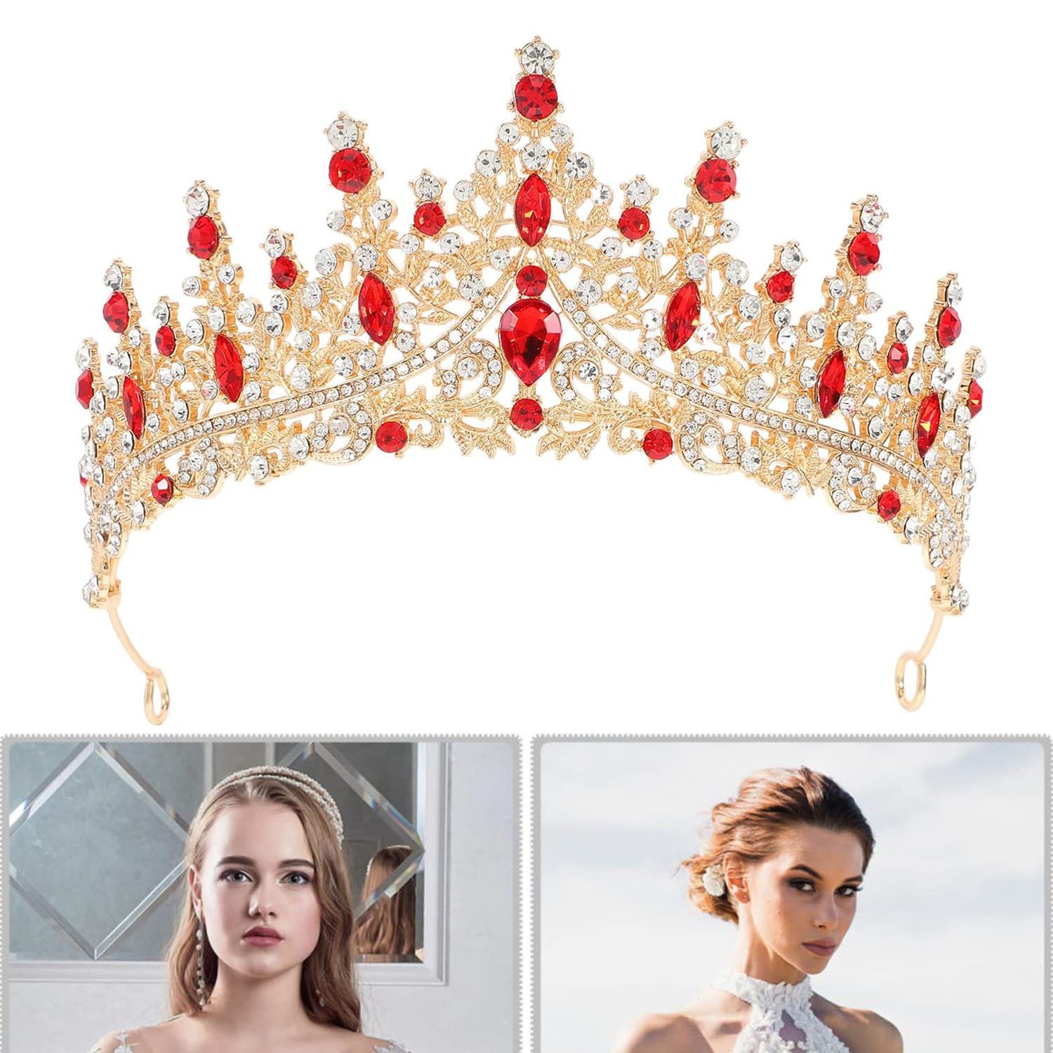 MOPUEA Haarspange Diadem Kronen,Haarschmuck,Vintage-Kristallkronen,Hochzeitstiaras, 1-tlg.
