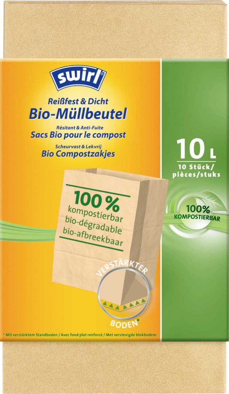 10 L, 10 Stück Müllsackständer Swirl Bio-Müll-Papierbeutel Swirl
