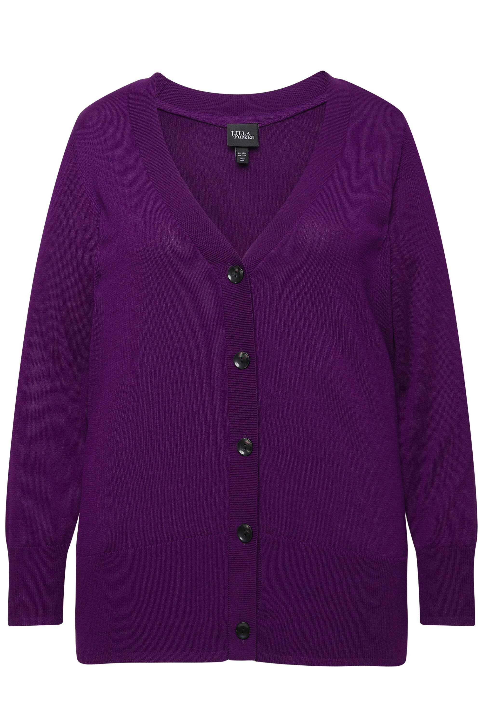 Ulla Popken Strickjacke Strickjacke V-Ausschnitt Knopfleiste günstig online kaufen