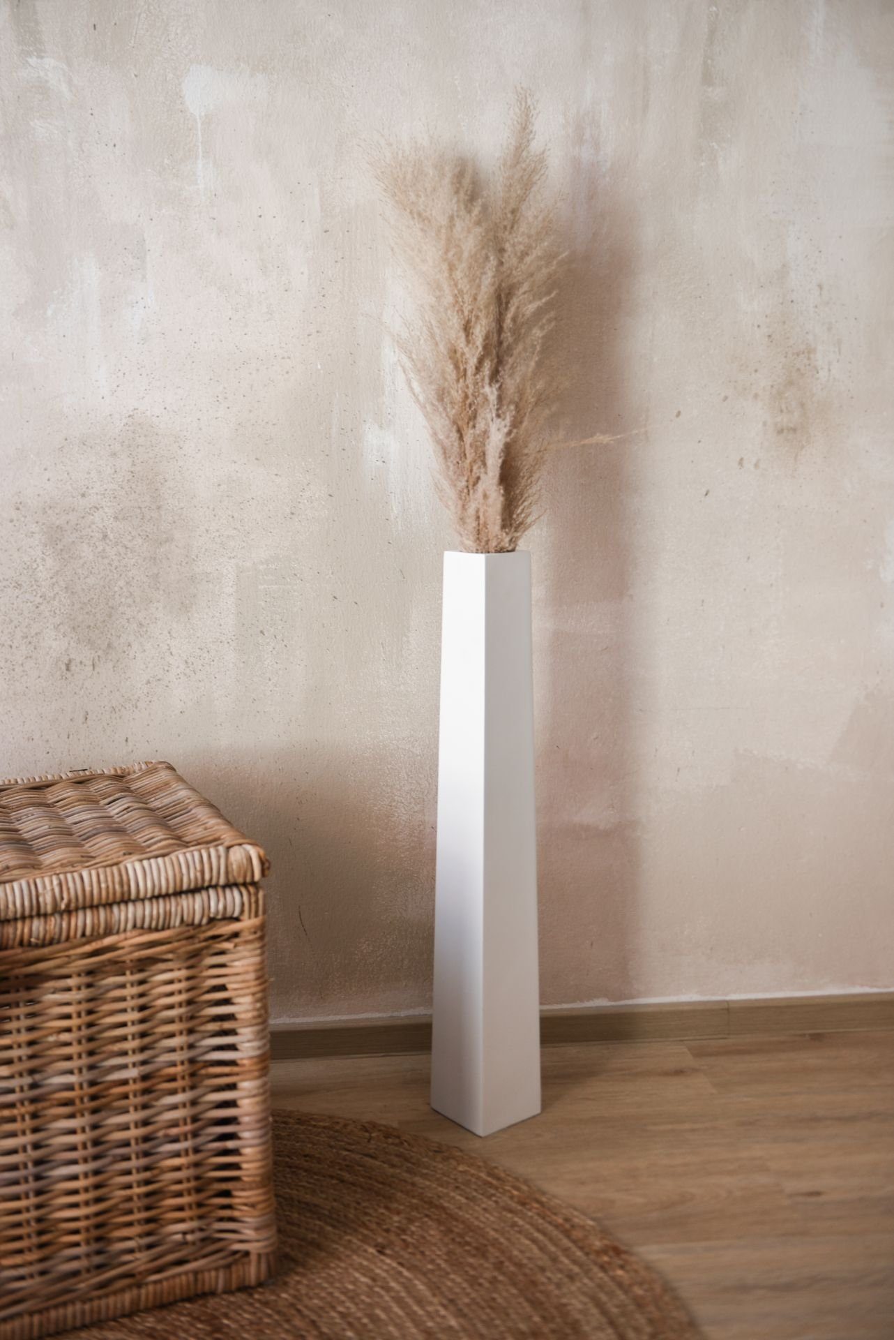 VIVANNO Bodenwindlicht Fiberglas OBELISK Säule - Weiß Matt (1 St), 11x11x80 günstig online kaufen