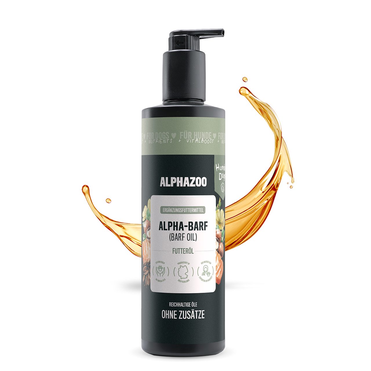 ALPHAZOO Alpha-Barf Futteröl für Hunde 500 ml Barf-Öl, Ergänzungsfutter für: Hunde