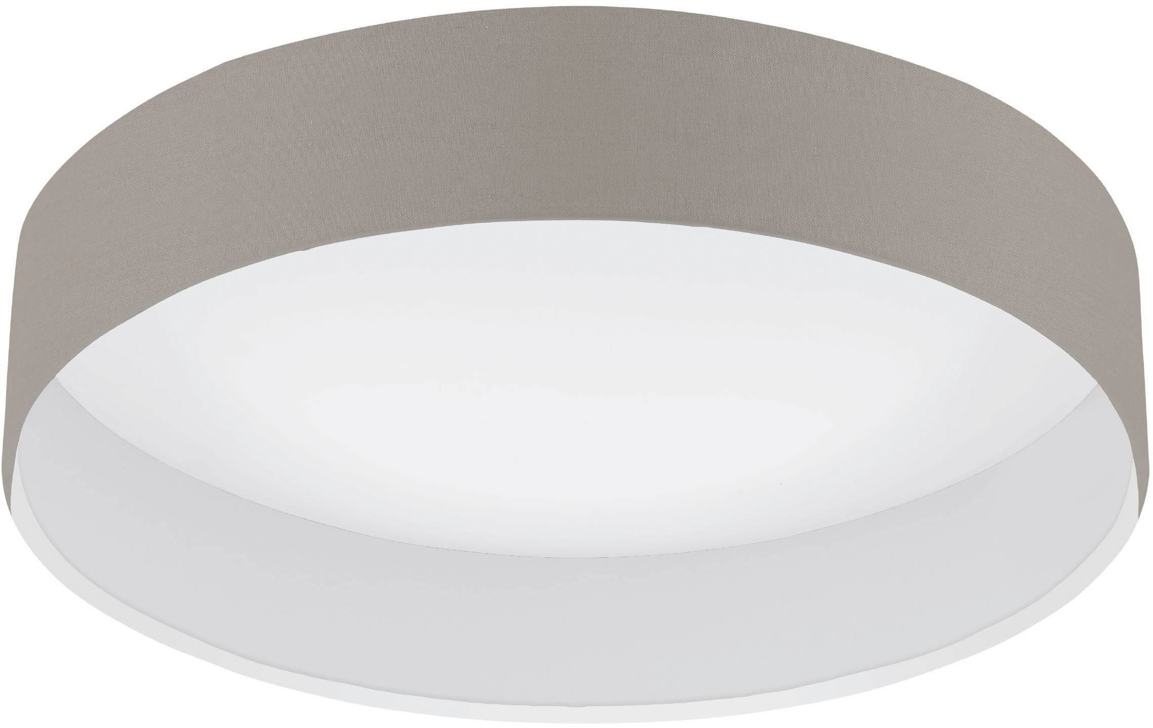 EGLO Deckenleuchte Pasteri Deckenlampe, Lampe Decke, Esszimmerlampe, Kunststoff und Stoff, LED fest integriert, Warmweiß, Textil Deckenleuchte, Wohnzimmerlampe, Farbe: Taupe, weiß, Ø: 32 cm