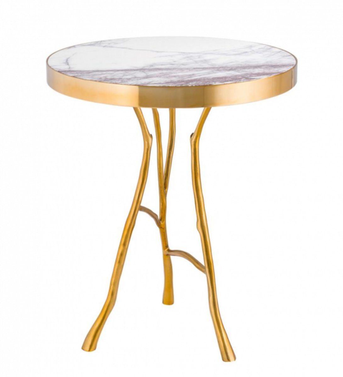 Casa Padrino Beistelltisch Luxus cm Hotel x Tisch Marmor - 50 H Deco Art mit Beistelltisch 58 weißem Luxus Designer Gold