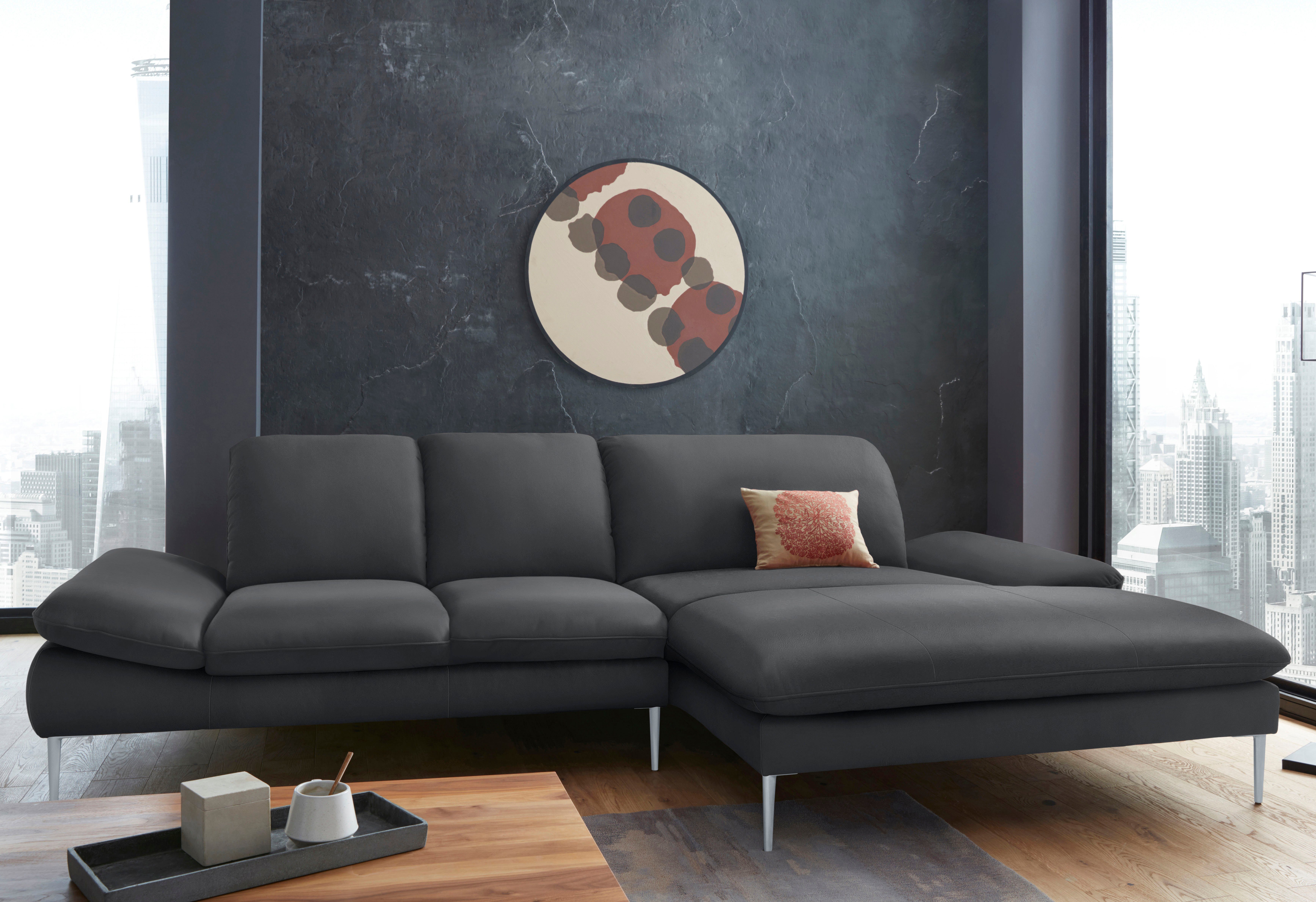 W.SCHILLIG Ecksofa enjoy&MORE, Designsofa, elegant und bequem, L-Form, mit Sitztiefenverstellung, Füße silber matt, Breite 310 cm