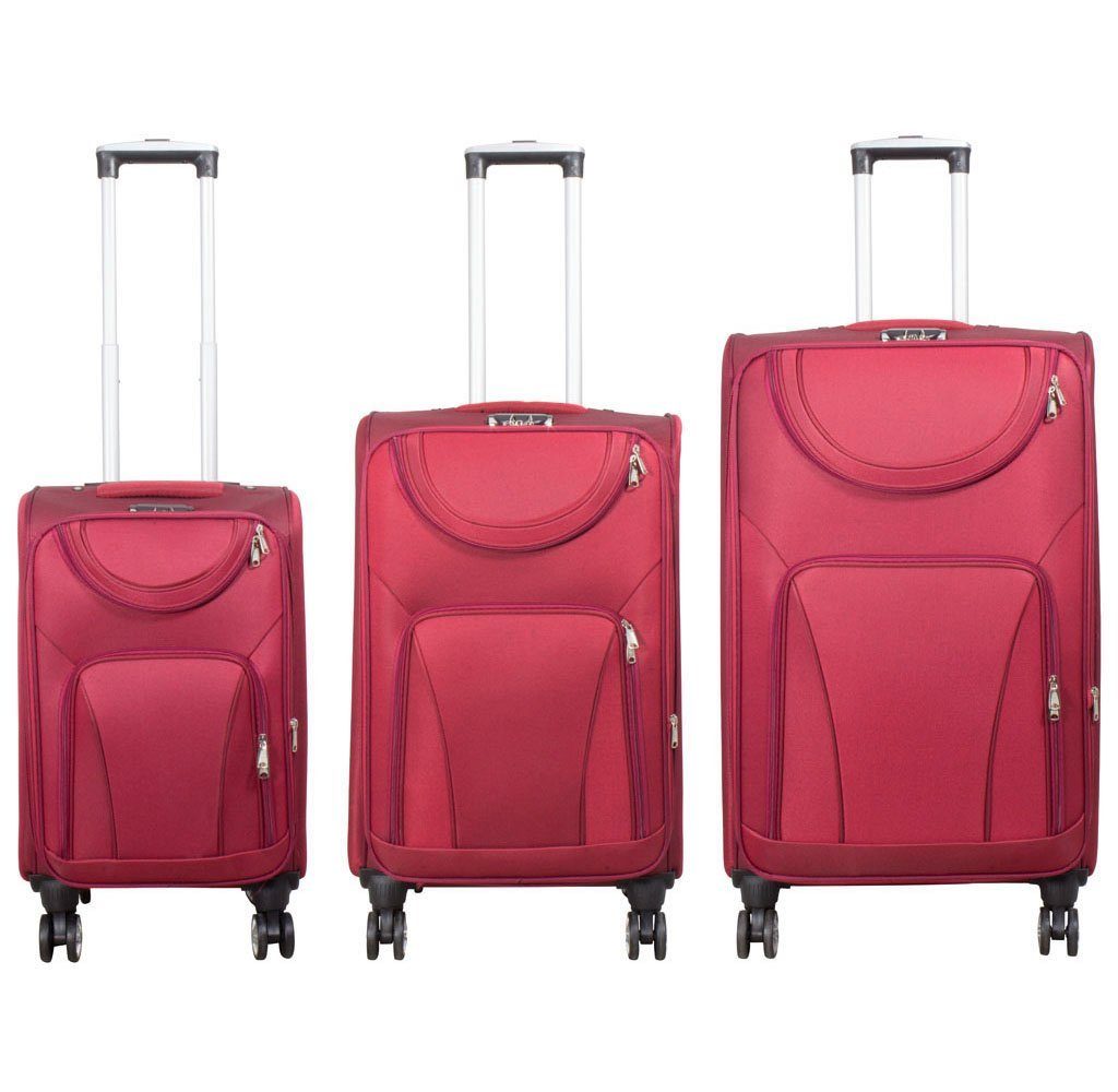 68, - Koffer mit 4 55 rot - Farben MONOPOL® 78, cm Rollen 4 Trolleyset - in Dehnfalte -