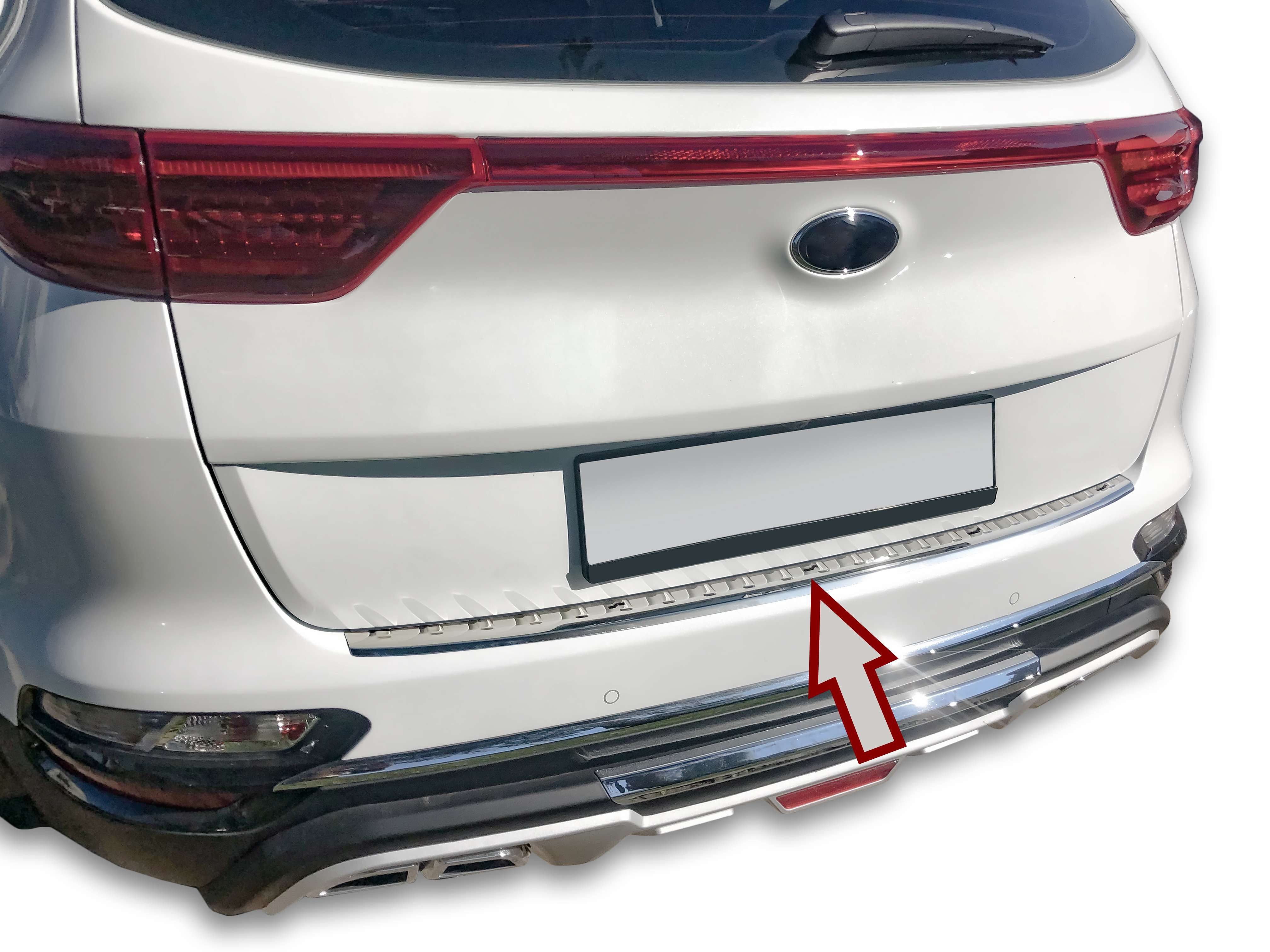 RECAMBO Ladekantenschutz für KIA Sportage IV, Typ QL, 2015-06/2018 Stoßstangenschutz, V2A rostfrei, Exklusive Optik, praktischer Schutz & perfekte Passform