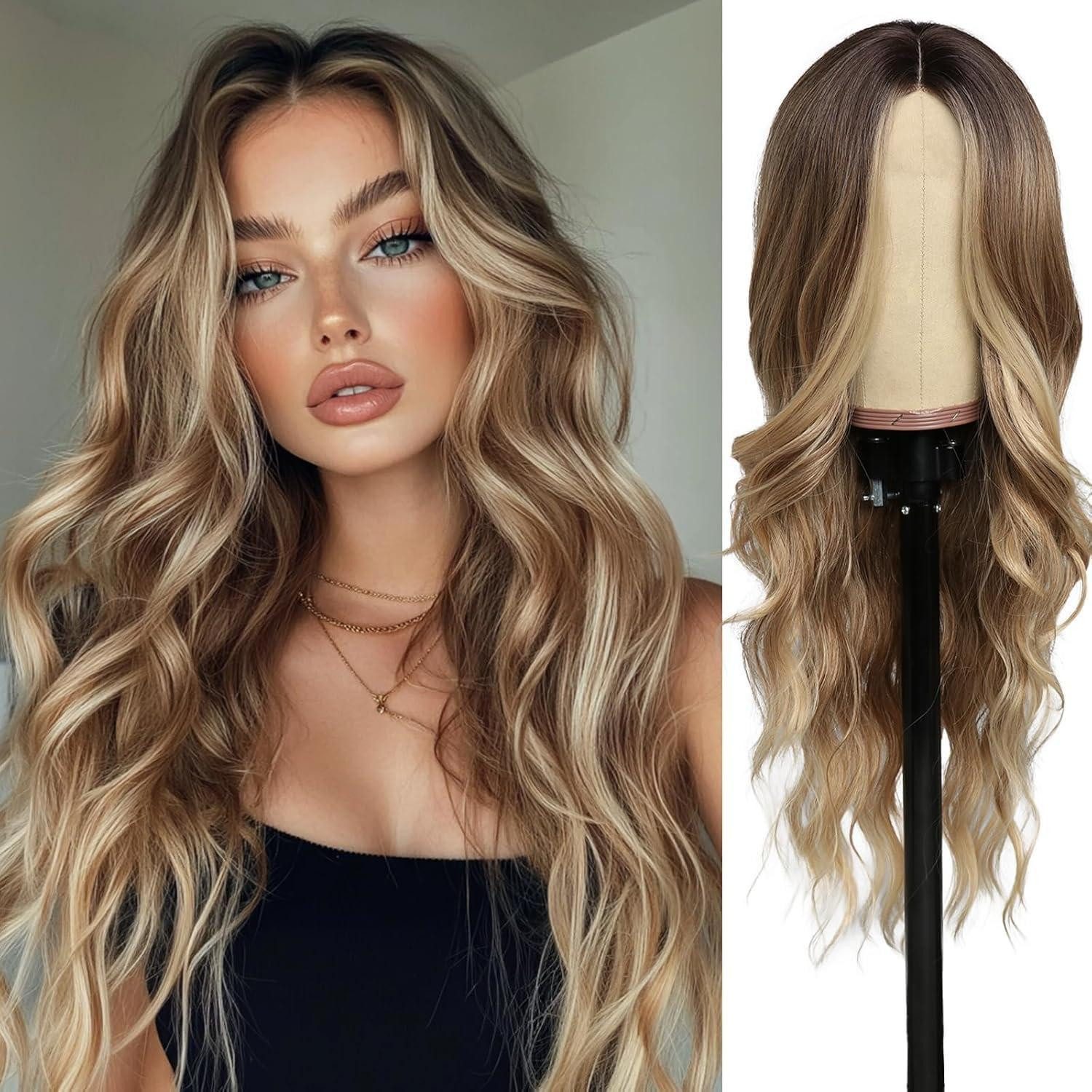 LuxusKollektion Kostüm-Perücke Perücke Frauen 66 cm lockig synthetisch Cosplay Kostüm Ombre blonden