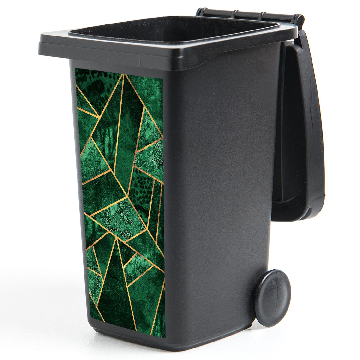 MuchoWow Wandsticker Smaragd - Gold - Abstrakt - Muster (1 St), Mülltonnen-Aufkleber, Mülleimer, Mülltonne, Sticker, 38x80 cm. € 27,95, (€ 27,95 pro 1 Stk).