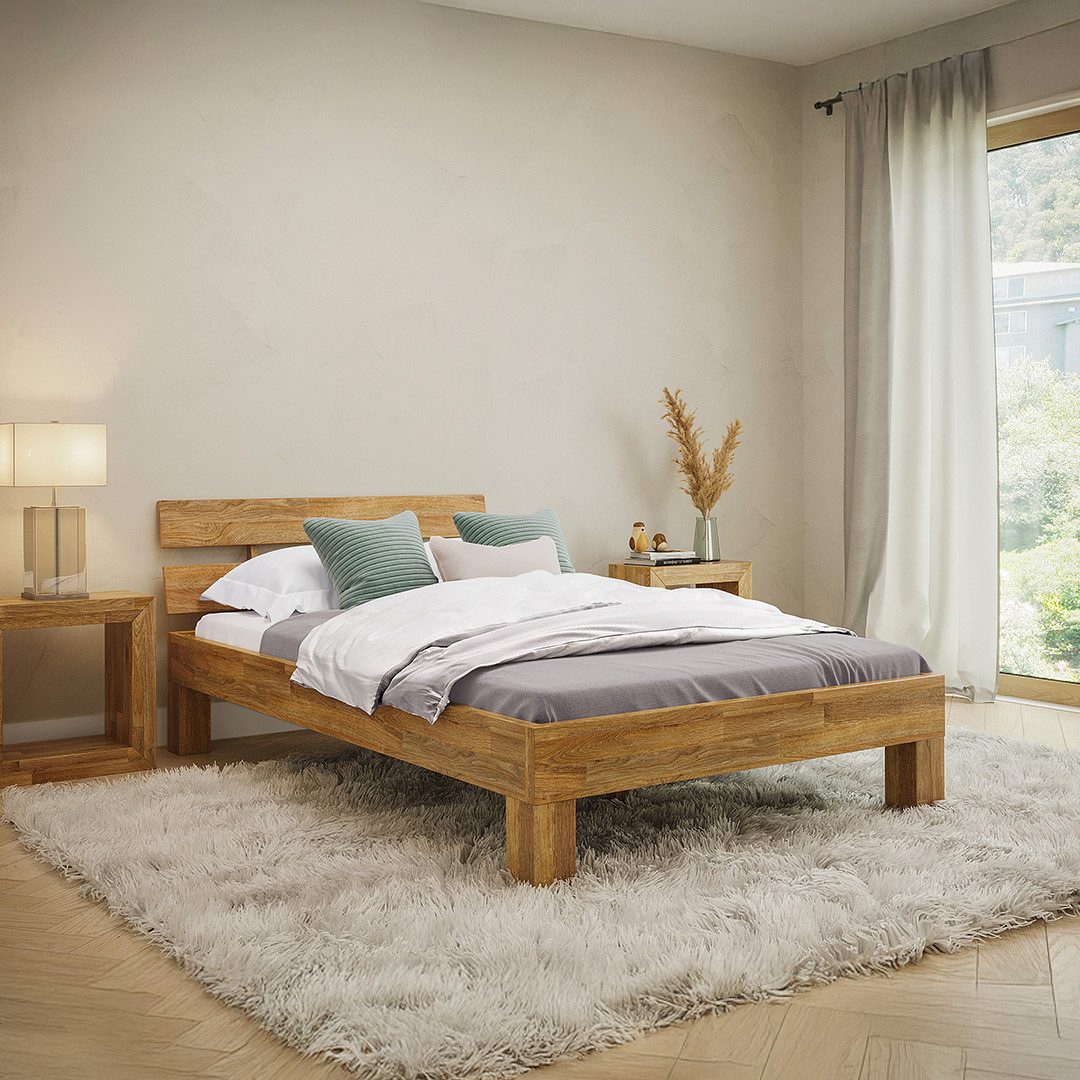 skølm Massivholzbett Floki aus Eiche mit Bettkopf, natur geölt, verfügbar i günstig online kaufen