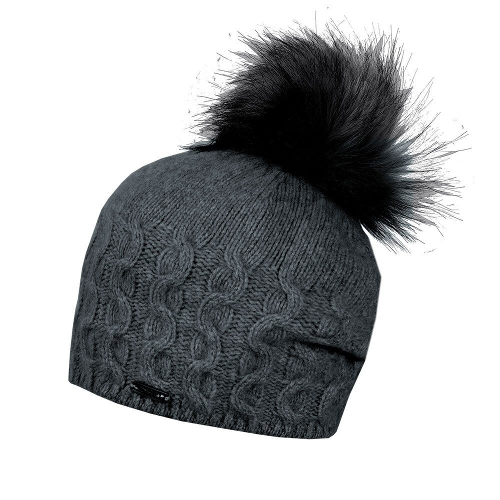 Strickmütze Strickmütze Kaschmir fake fur pompon, Fleecestreifen