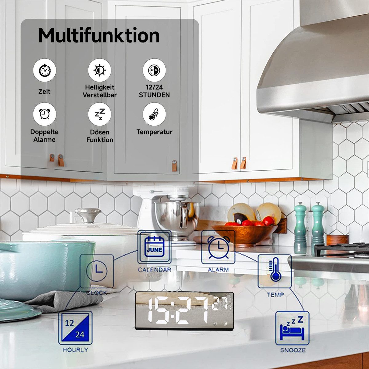 RWEUOQ Funkwecker Digitaluhr mit Datumsanzeige und günstig online kaufen