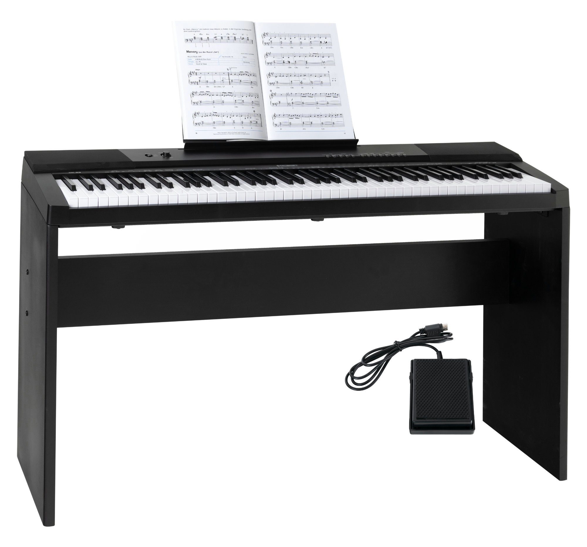 McGrey Home Keyboard DK-88 - 88 Tasten Beginner-Keyboard in Stagepiano Optik, (inkl. Sustain-Pedal und Unterbau), integrierter USB MP3-Player, Split-, Dual- und Twinova-Funktion