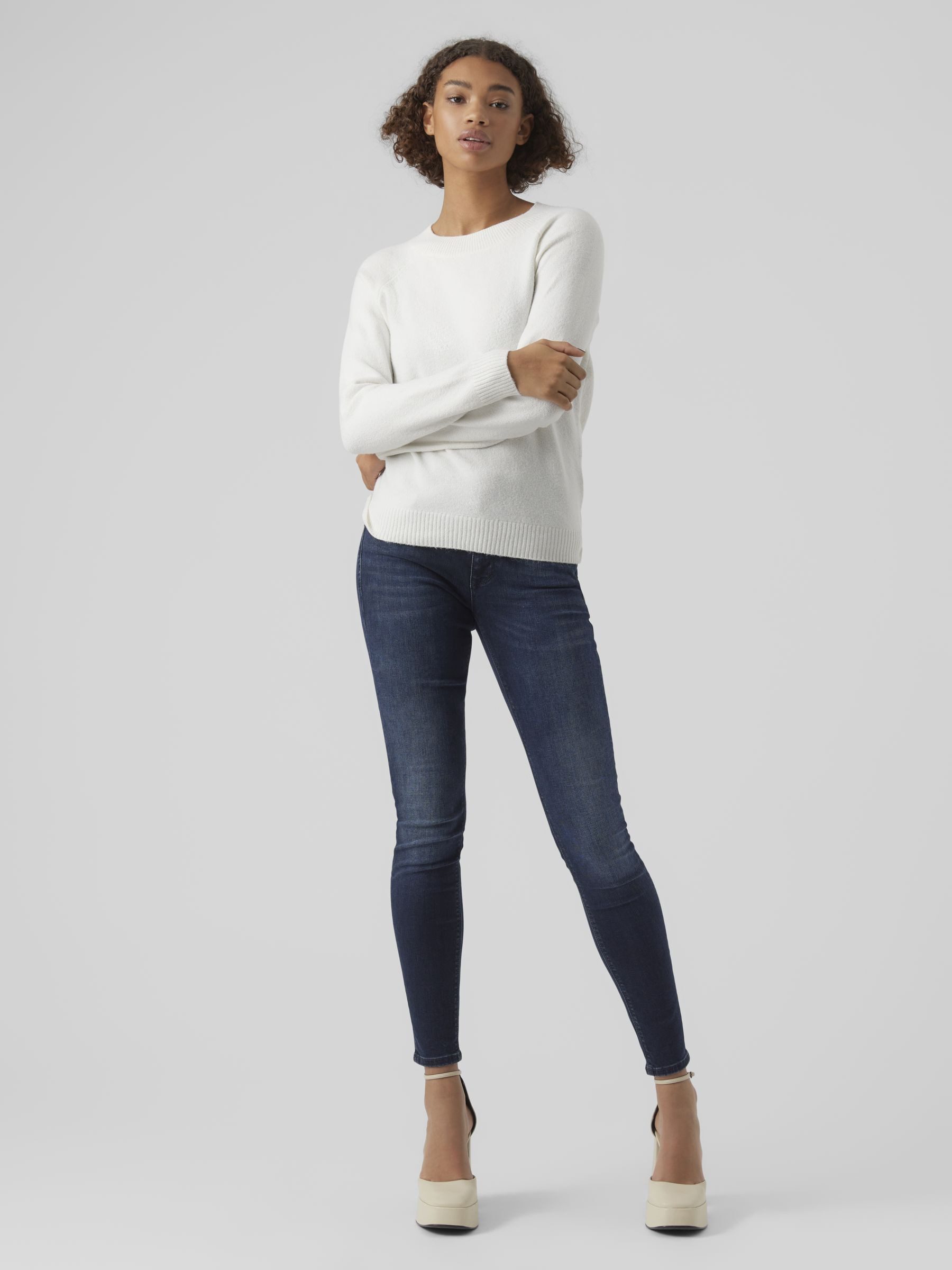 Vero Moda Rundhalspullover VMDOFFY LS O-NECK BLOUSE GA NOOS Materialmix, regular fit