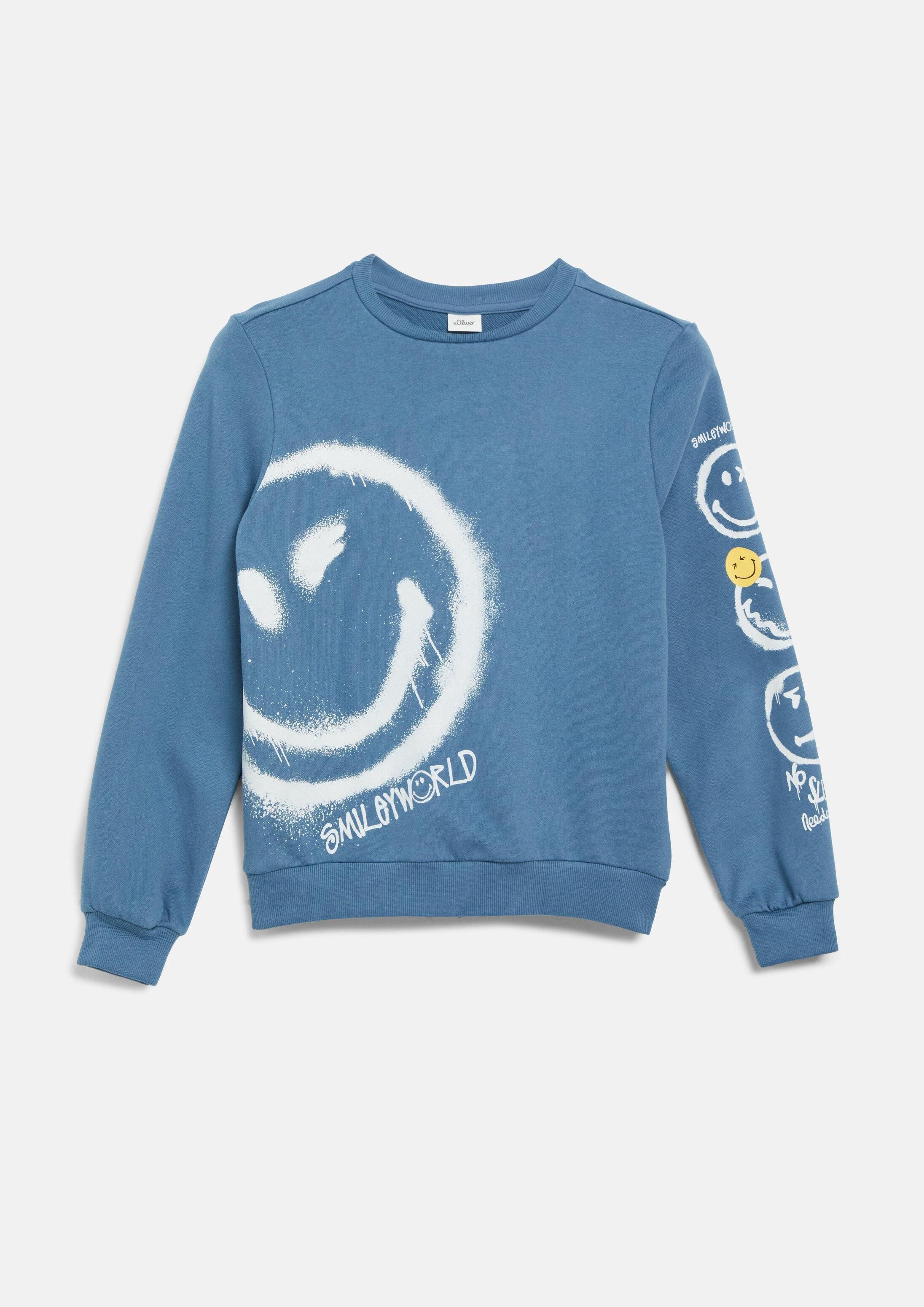 s.Oliver Langarmshirt Sweatshirt Smiley® Sweatshirt mit Front- und Ärmelprint