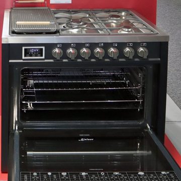 Kaiser Küchengeräte Gas-Standherd HGE 93505 s, mit 2-fach-Teleskopauszug, katalytische Selbstreinigung, Gas Elektro Standherd 90 cm Range Coocker inkl. Gusseisen-Grillplatte