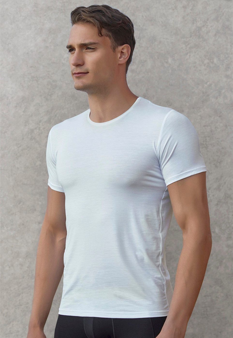 DOREANSE T-Shirt Herren Premium Basic Top Ultraweich Langlebig 2566 - 3 Far günstig online kaufen