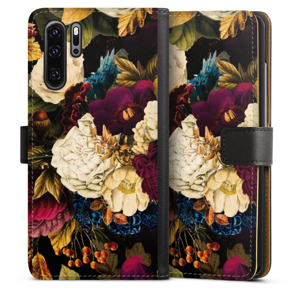DeinDesign Handyhülle Vintage Blumen Muster Dark Vintage Flowers, Huawei P30 Pro New Edition Hülle Handy Flip Case Wallet Cover