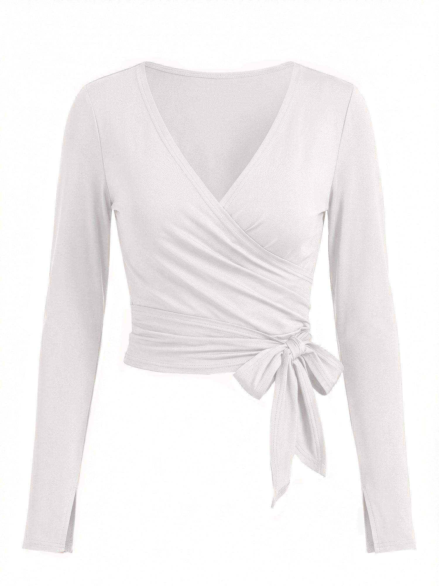 Imily Bela T-Shirt Damen Wickeloberteile Langärmlige Sportshirts (Packung, 1-tlg., 1per-Pack) einfarbig