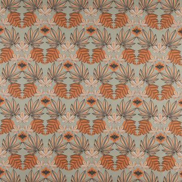 SCHÖNER LEBEN. Stoff Dekostoff Baumwollstoff Franka Blätter khaki-grün orange 1,40m, Digitaldruck