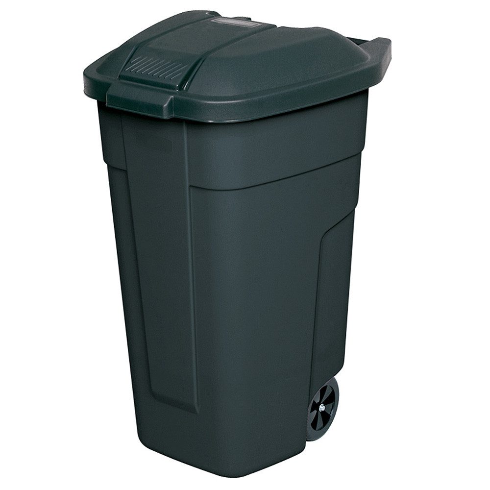 BRB-Lagertechnik Mülleimer Wertstoffsammler, Inhalt 100 Liter, Korpus anthrazit, Fahrbare Tonne aus robustem Polypropylen-Kunststoff (PP)
