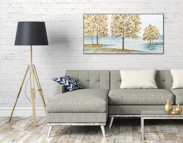 KUNSTLOFT Gemälde Goldene Boten 120x60 cm, Leinwandbild 100% HANDGEMALT Wandbild Wohnzimmer