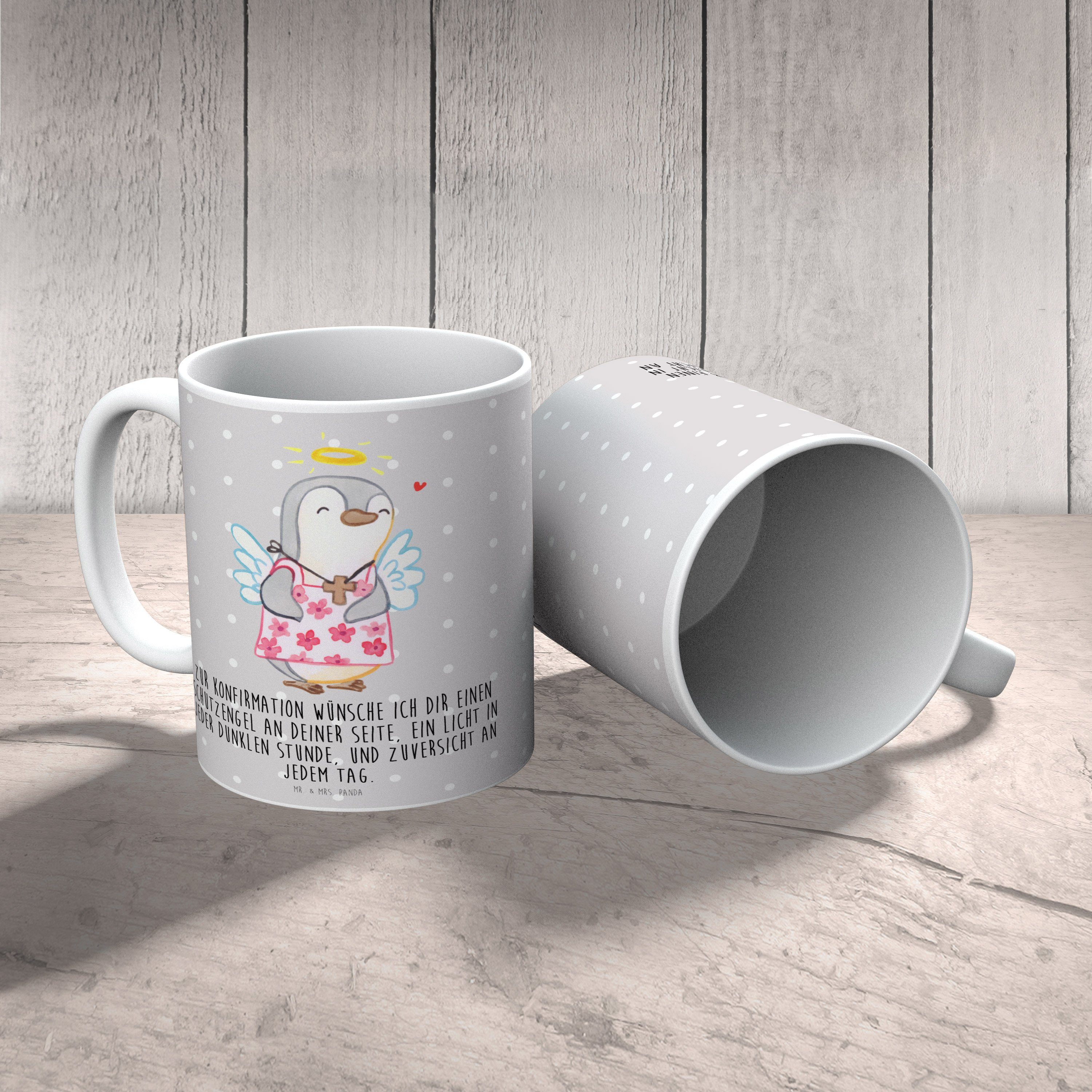 Geschenk, Konfirmat, - Konfirmation Pastell Panda & Keramik Mr. Tasse Pinguin Zuversicht, - Grau Mrs.