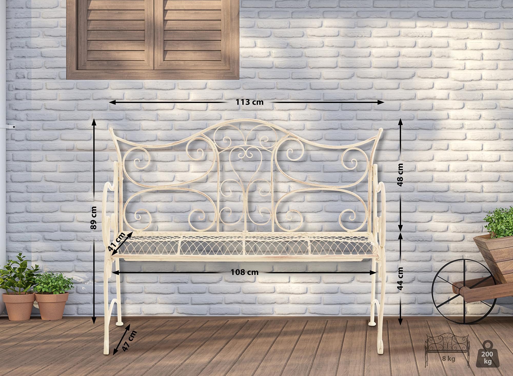 furnicato Gartenbank Tara 113x47x89 cm antik-creme (1-St)