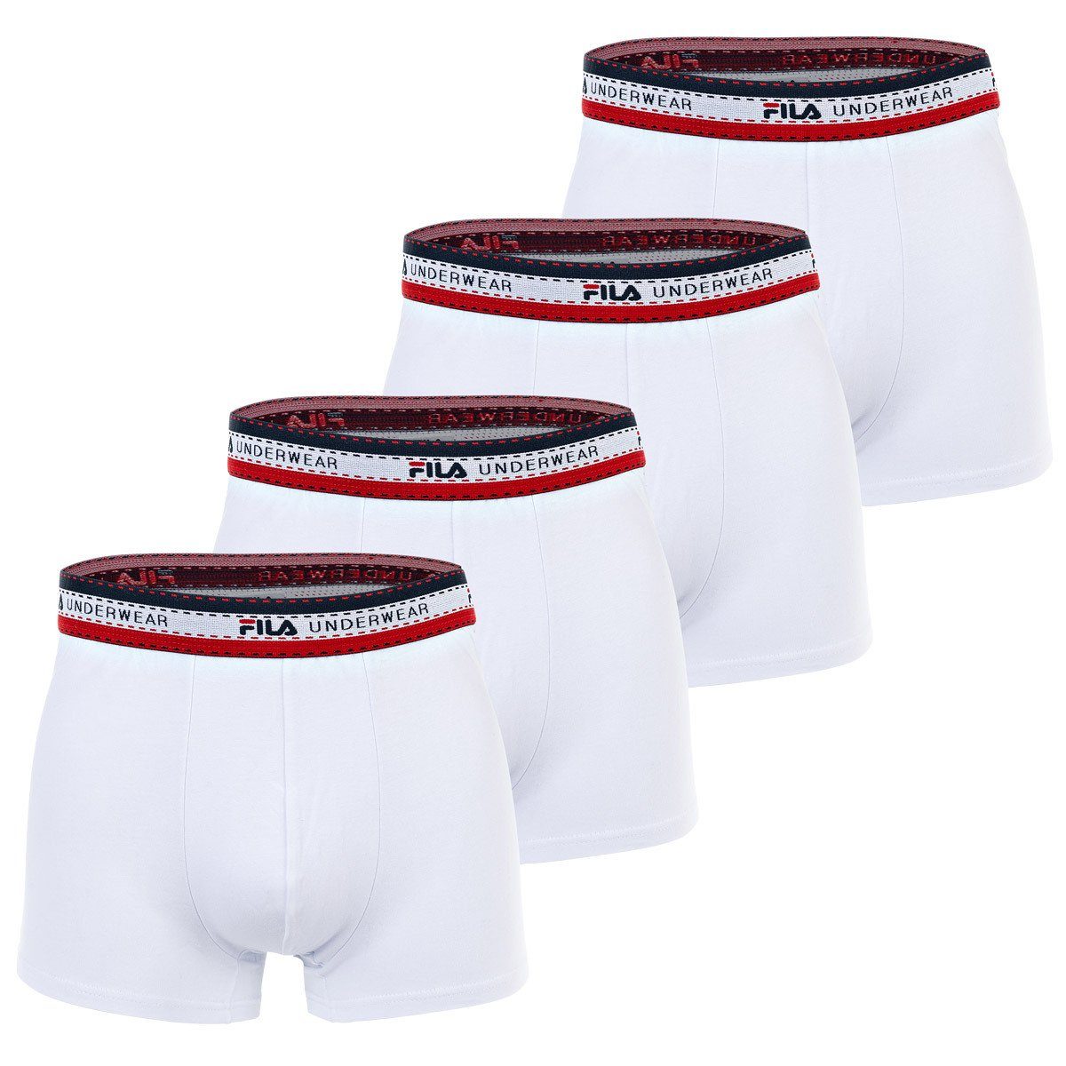 Boxer Shorts, - Fila Herren Pack Weiß Cotton 4er Boxer Logobund,