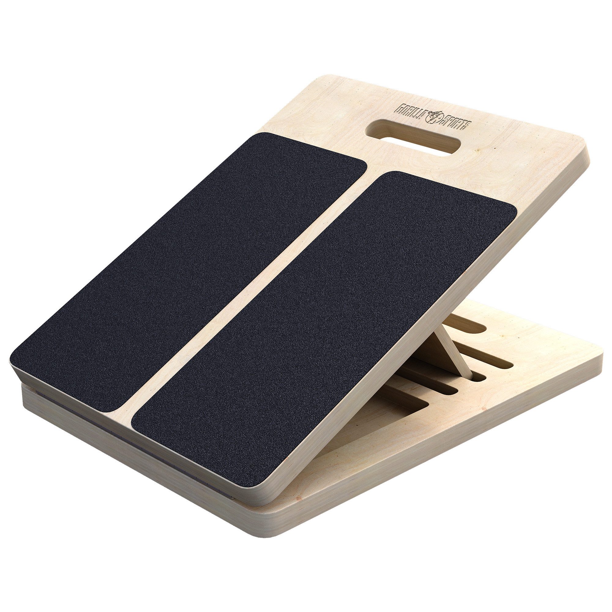 GORILLA SPORTS Balanceboard Gorilla Sports Wadendehner Schrägbrett Holz verstellbar 5 Stufen