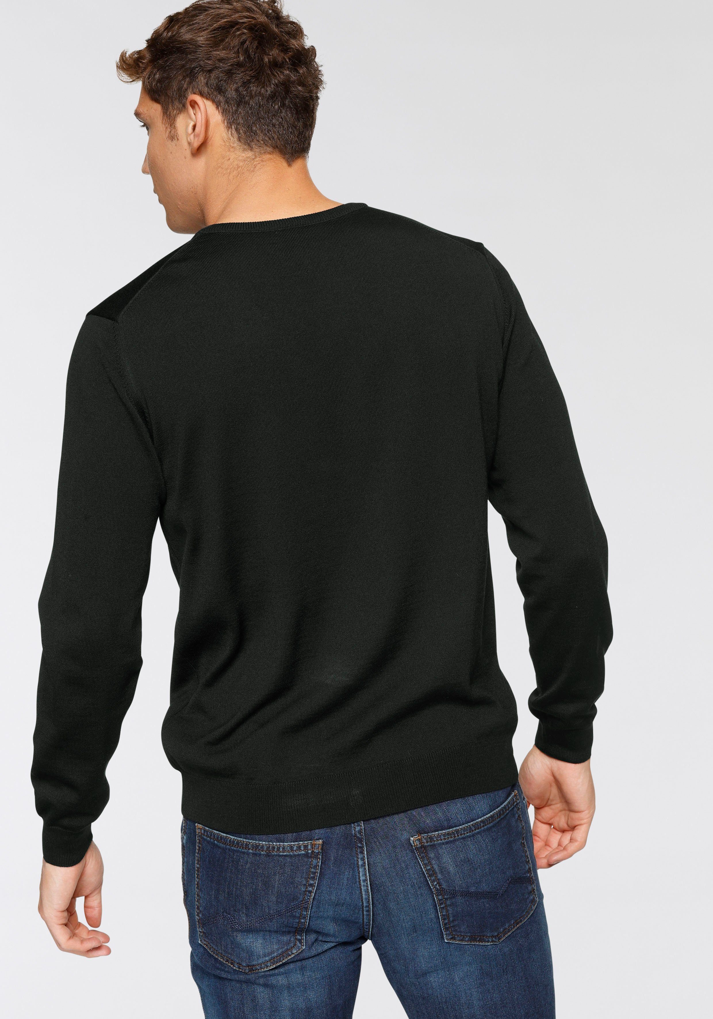 V-Ausschnitt-Pullover Luxor klassischer schwarz Strickpullover OLYMP