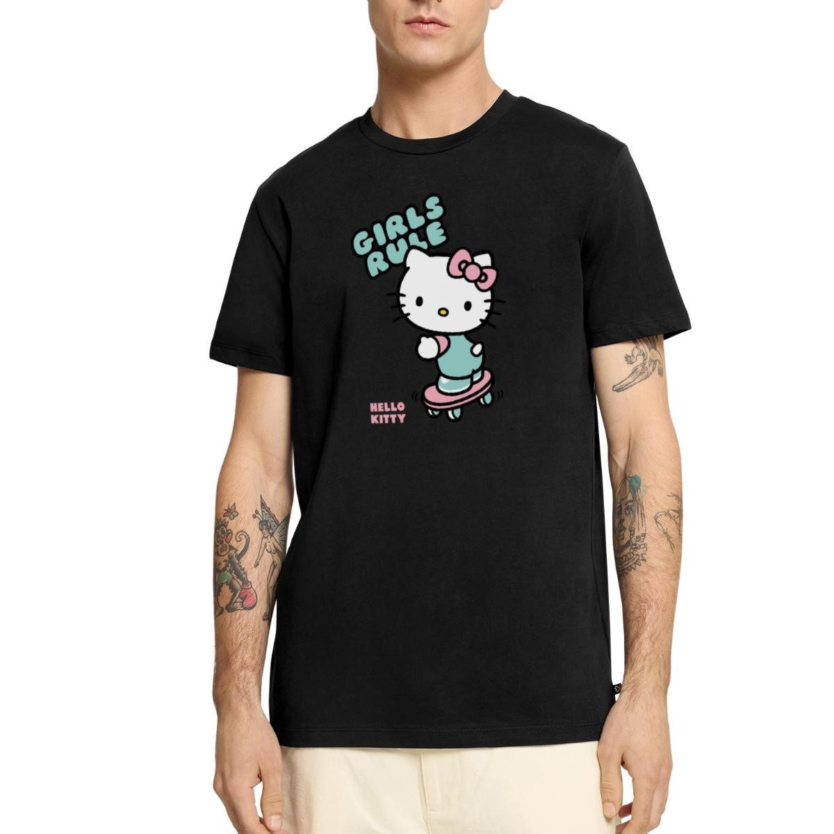Spreadshirt T-Shirt Hello Kitty Auf Skateboard Girls Rule Männer Premium T-Shirt (1-tlg)