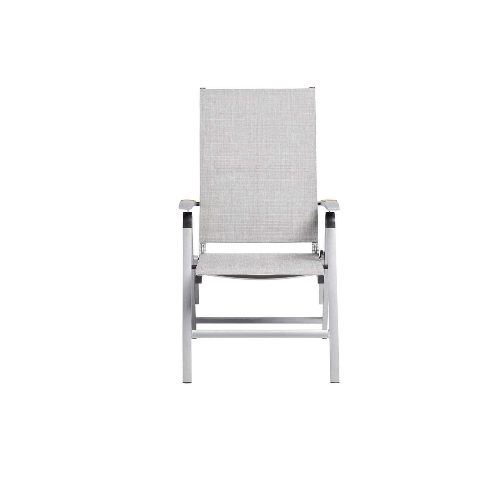 KETTLER Gartenstuhl DIAMOND Multipositionssessel silber / hellgrau Teak