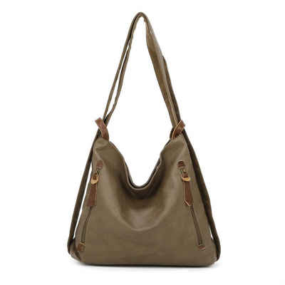 ITALYSHOP24 Schultertasche Damen Rucksack Handtasche Schultertasche, leichtgewicht Shopper, als Umhängetasche tragbar