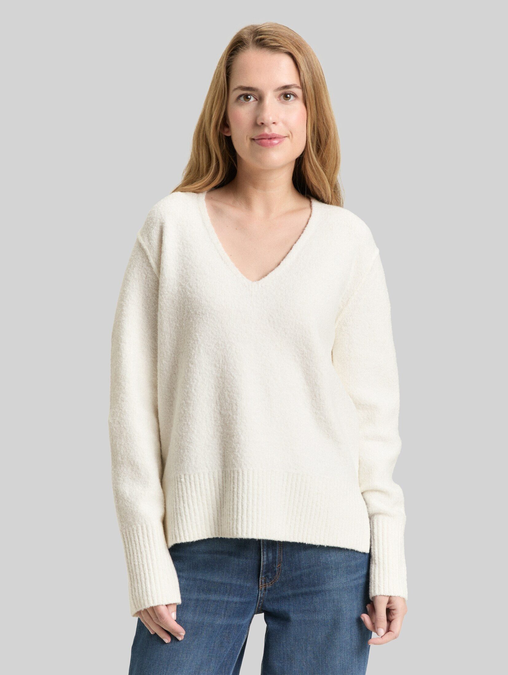 TOM TAILOR Strickpullover Pullover & Strickjacken Strickpullover in Bouclé-Optik