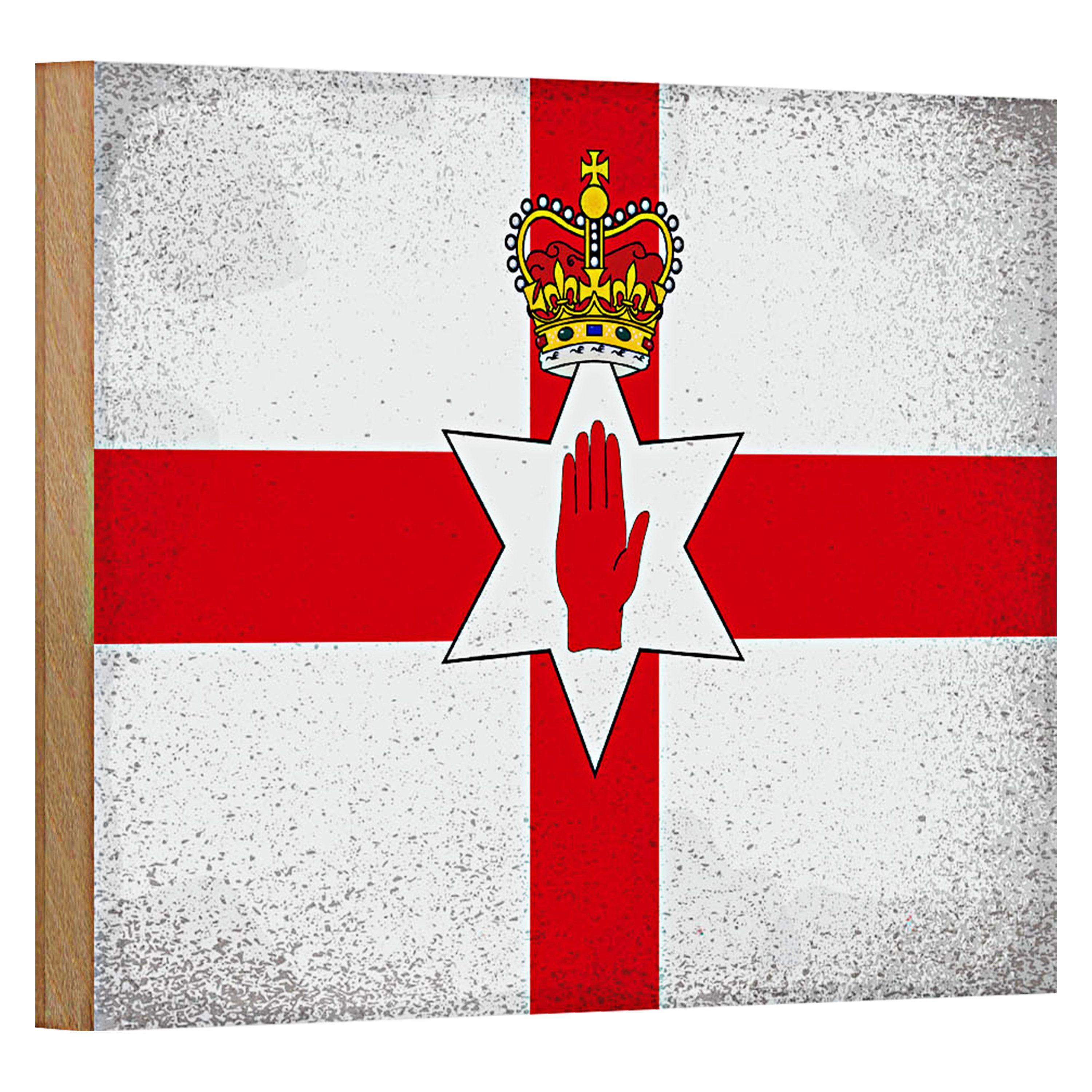 Roomando Holzbild Flagge Nordirland 18x12cm Flag Vintage