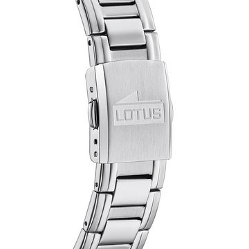 Lotus Quarzuhr LOTUS Herren Uhr Elegant 18645/1, Herren Armbanduhr rund, groß (ca. 40mm), Edelstahlarmband silber